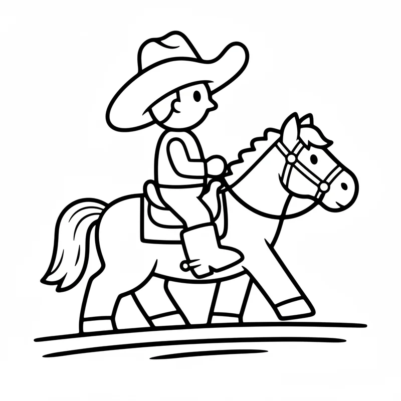 Cowboy auf dem Pferd zum Ausmalen