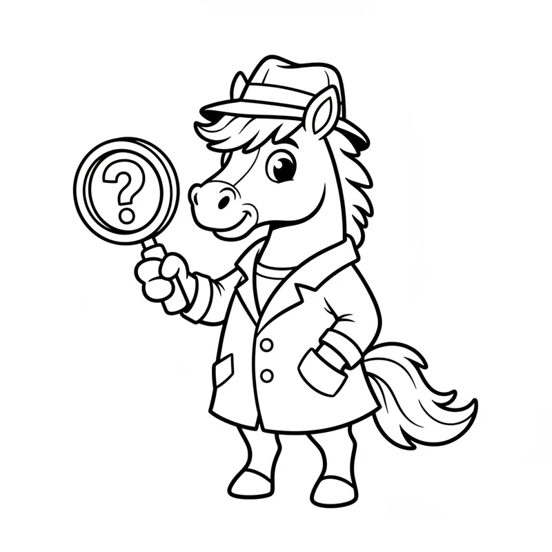 Detektiv-Pferd zum Ausmalen