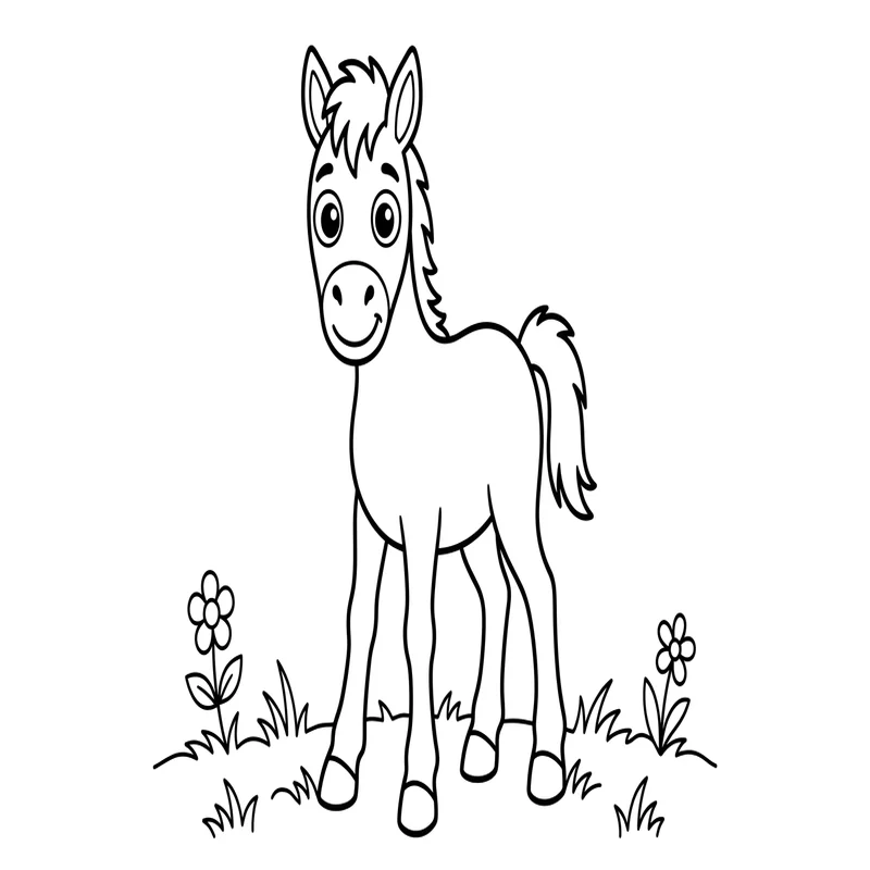 Fohlen Ausmalbild – Junges Pferd zum Ausmalen