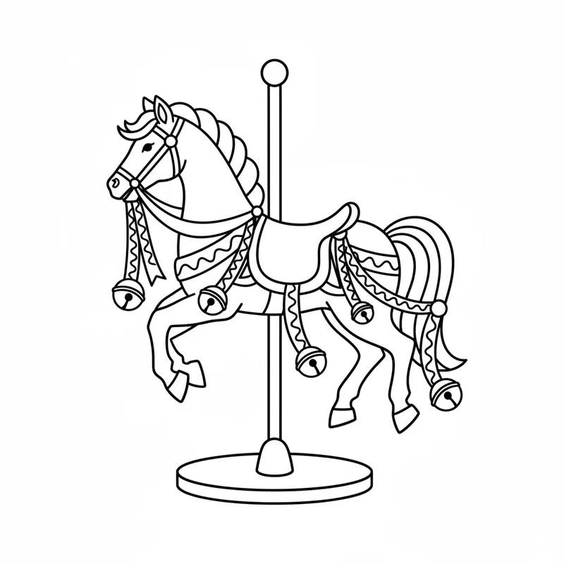 Karussellpferd mit Glöckchen zum Ausmalen