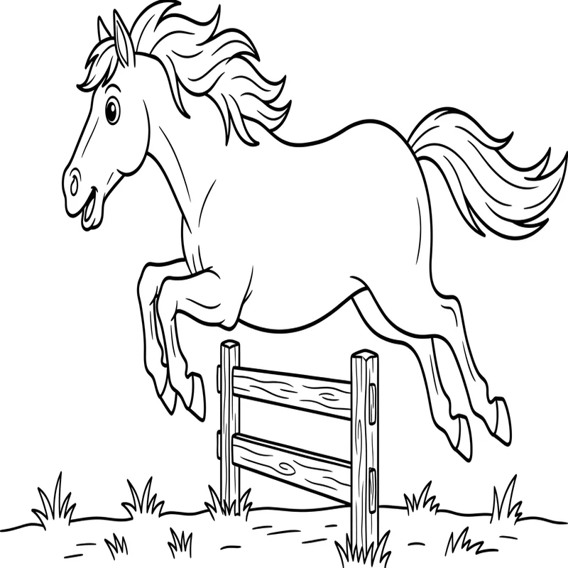 Springendes Pferd Ausmalbild – Pferd beim Sprung