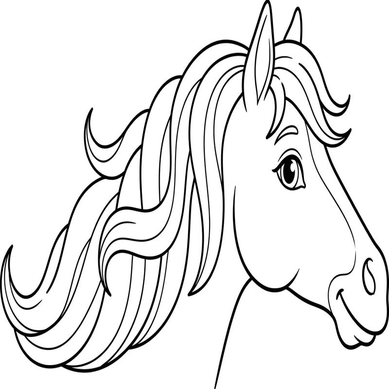 Pferdekopf Ausmalbild – Pferdekopf im Profil zum Ausmalen
