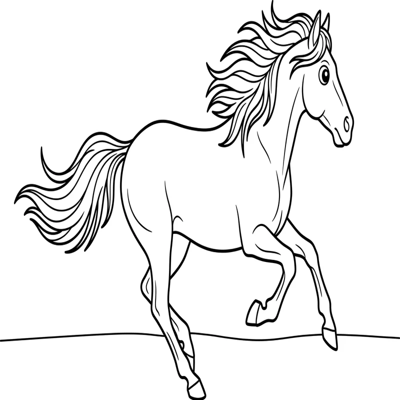 Wildpferd Ausmalbild – Freies Pferd in der Natur