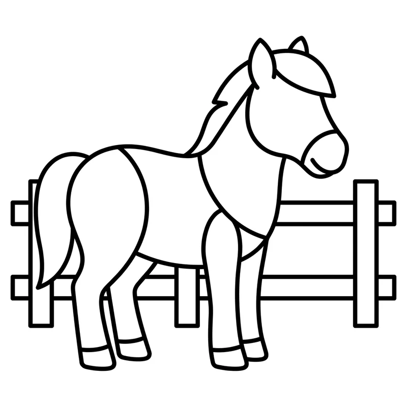 Pony am Zaun – Pony Ausmalbild kostenlos
