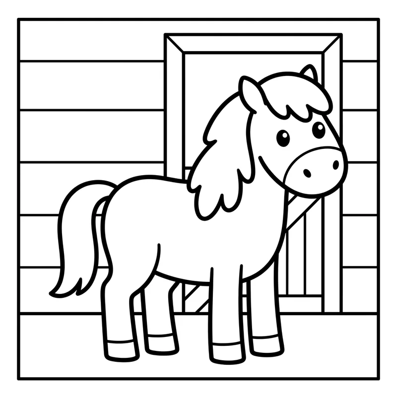 Pony im Stall – Pony Ausmalbild kostenlos