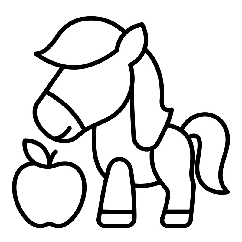Pony mit Apfel – Pony Ausmalbild kostenlos