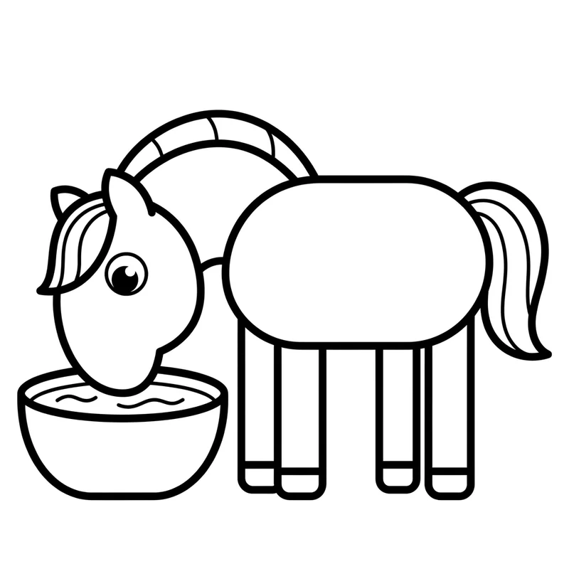 Pony trinkt Wasser – Pony Ausmalbild kostenlos