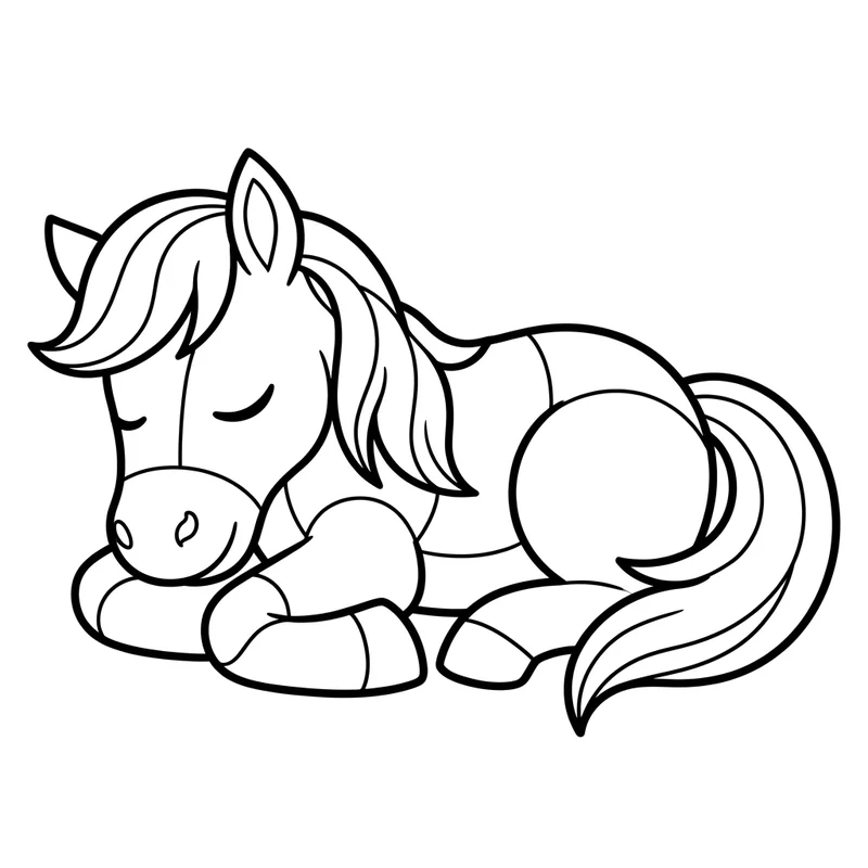 Schlafendes Pony – Pony Ausmalbild kostenlos