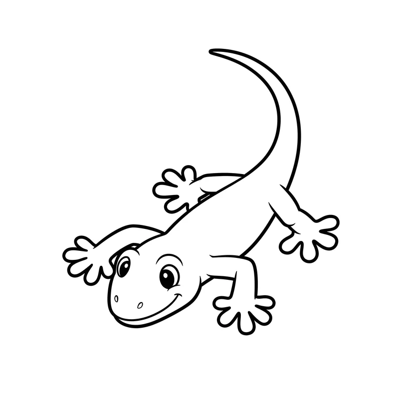 Freundliche Eidechse mit langem Schwanz zum Ausmalen