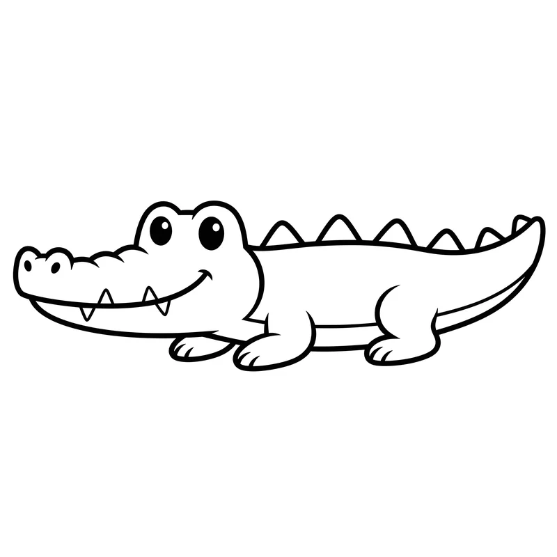 Freundliches Krokodil mit Zähnen zum Ausmalen