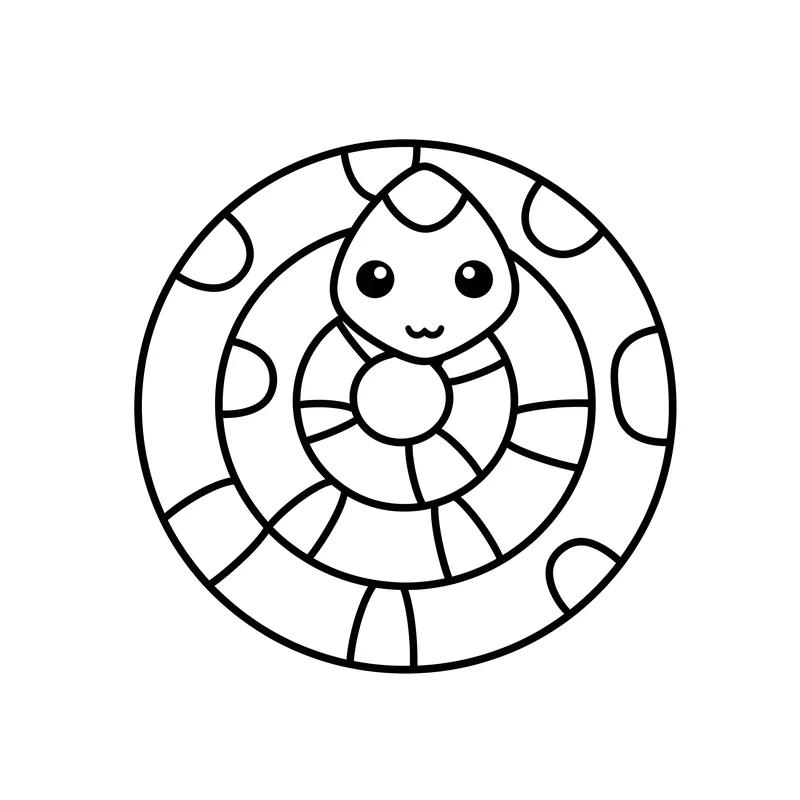 Niedliche Schlange im Kreis gerollt zum Ausmalen