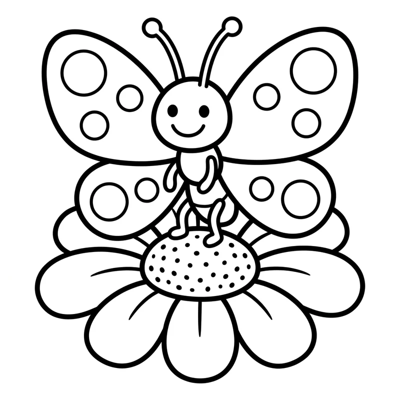 Schmetterling auf Blume zum Ausmalen