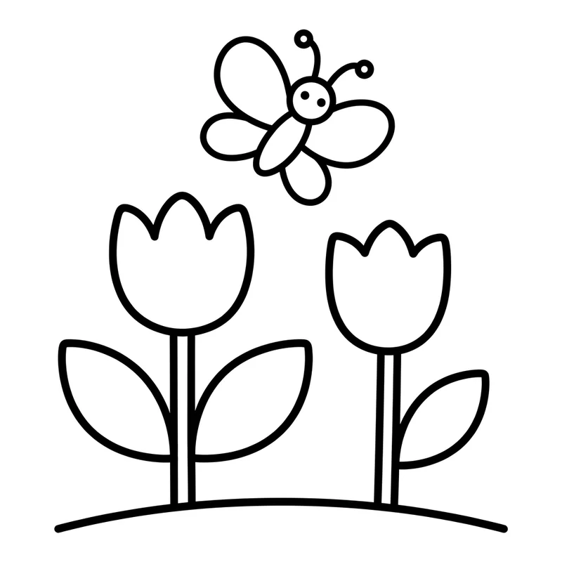 Schmetterling im Garten Ausmalbild