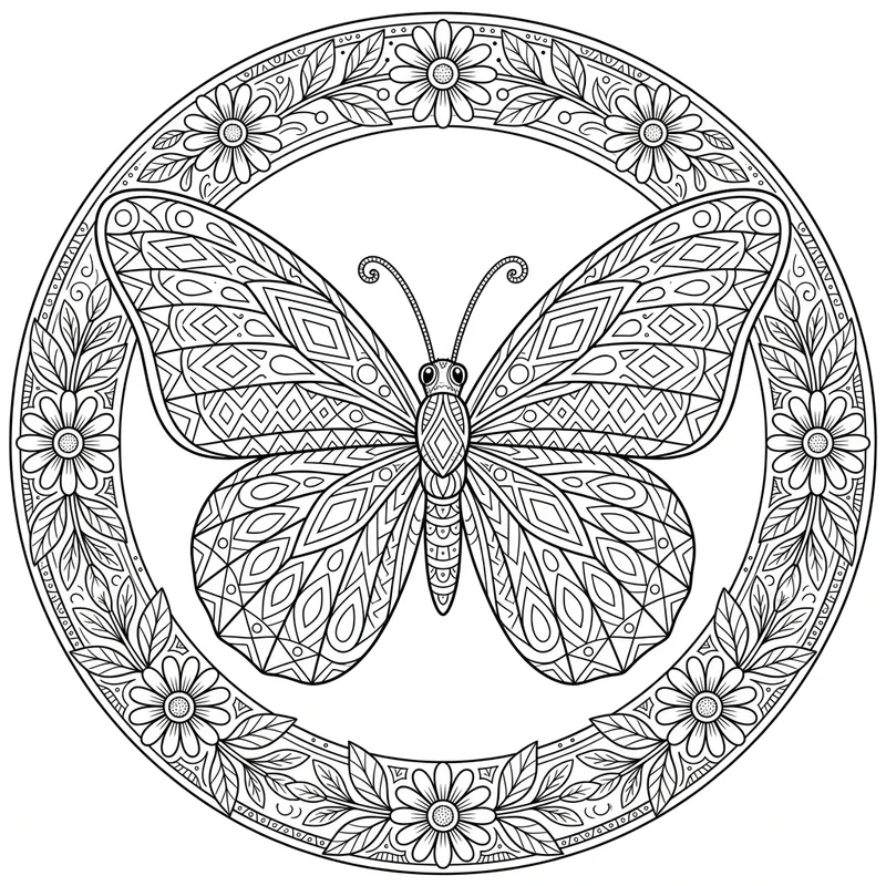 Schmetterling Mandala zum Ausmalen