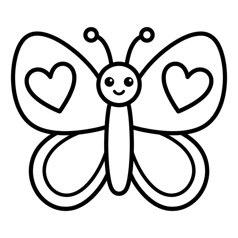 Schmetterling mit Herzen Malvorlage – Schmetterling Ausmalbild kostenlos