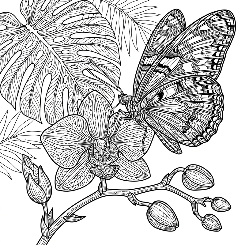 Tropischer Schmetterling Malvorlage – Schmetterling Ausmalbild kostenlos