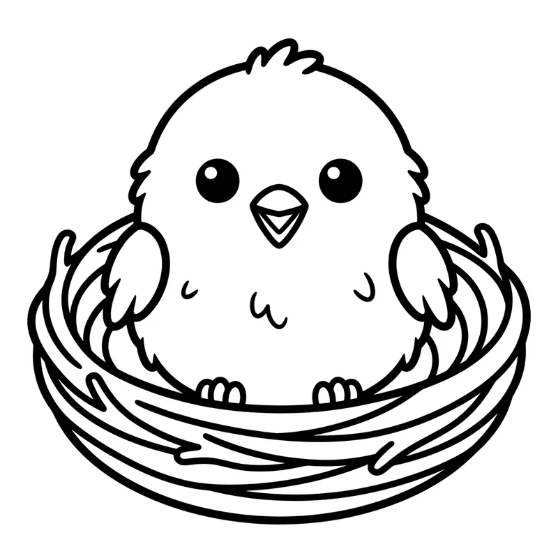 Vogel im Nest zum Ausmalen