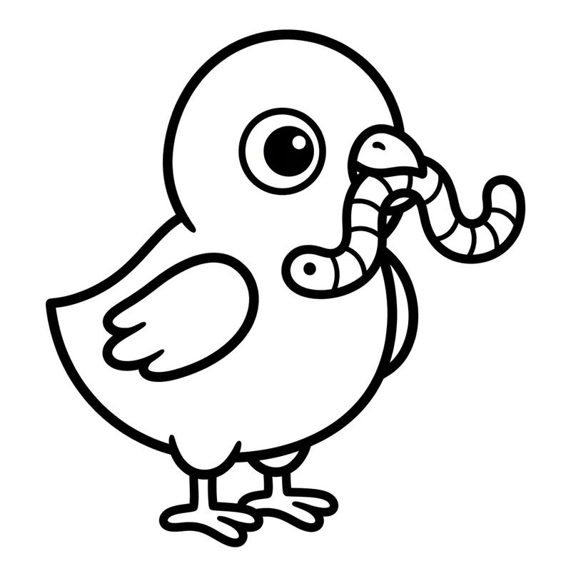 Vogel mit Wurm Malvorlage – Vogel Ausmalbild kostenlos