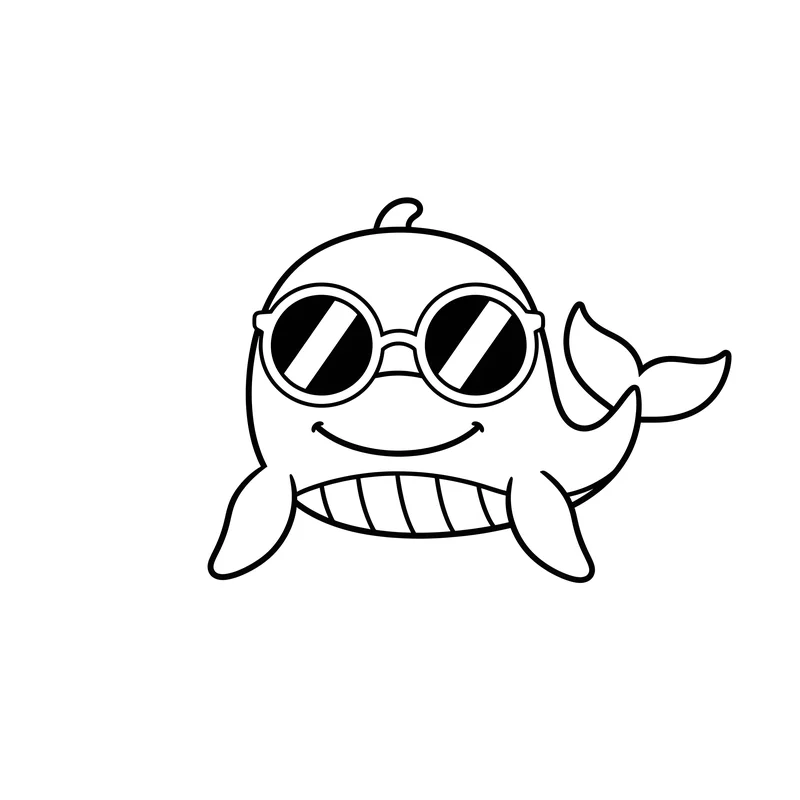 Cooler Wal mit Sonnenbrille zum Ausmalen