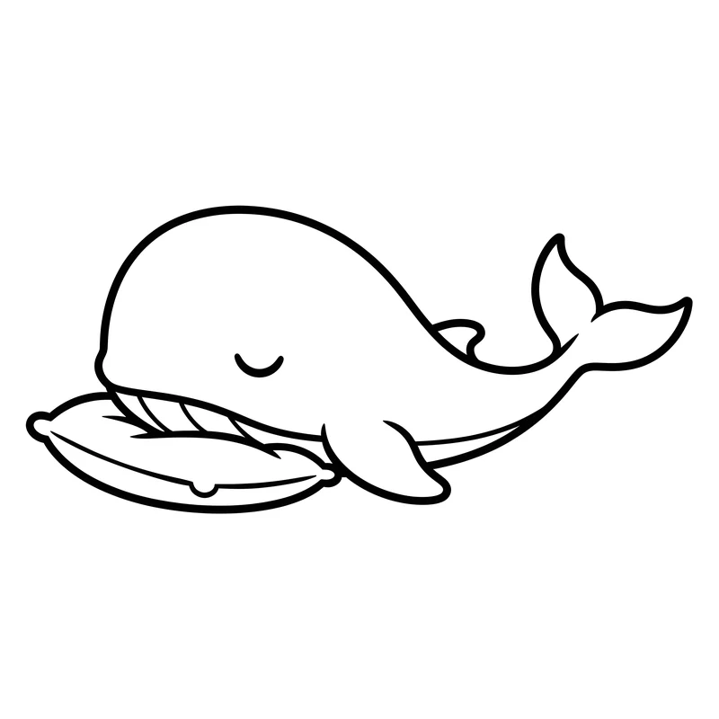 Wal schläft auf Kissen zum Ausmalen