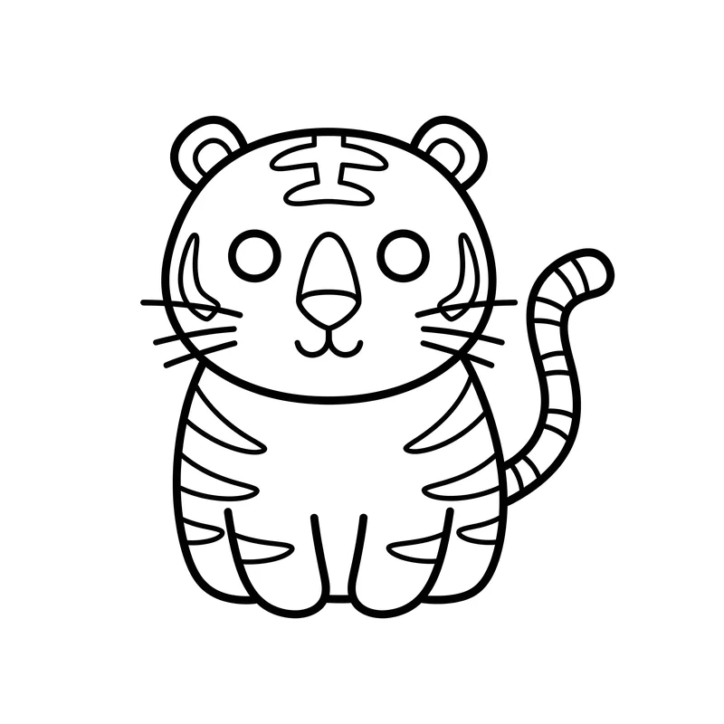 Tiger im Zoo Ausmalbild für Kinder 3-5 Jahre