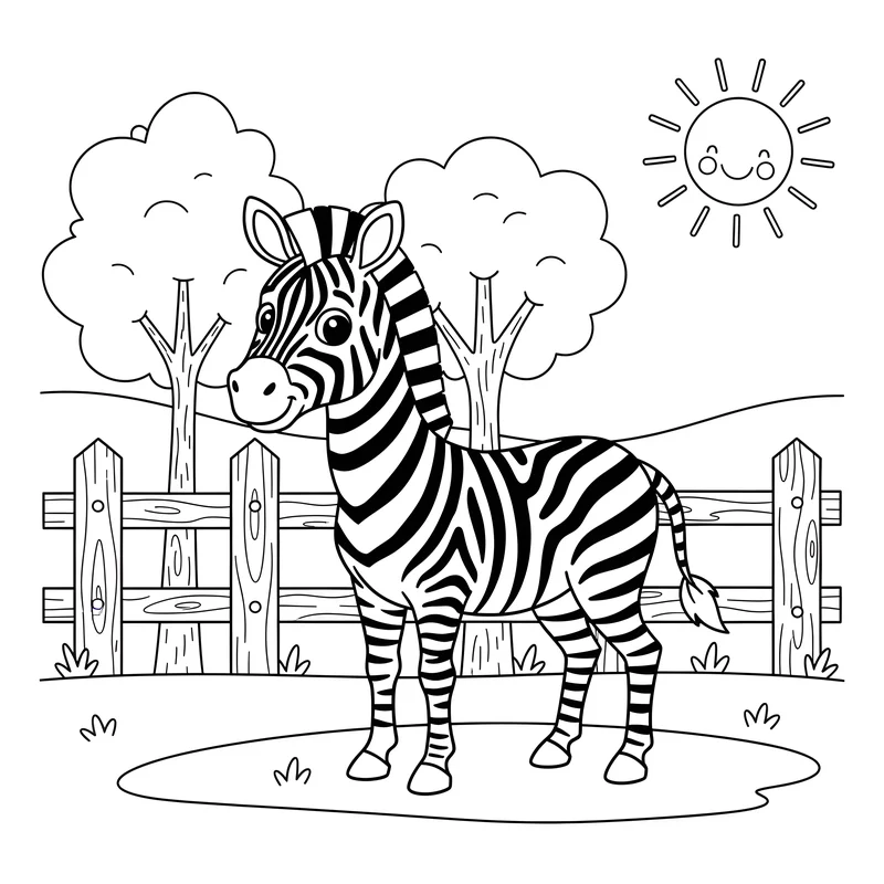 Zebra mit Streifen im Zoo zum Ausmalen
